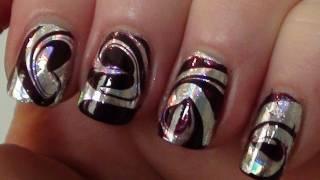 Foil Swirl Water Marble - Party Nail Art Tutorial