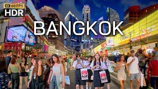  4K HDR  Night Walk in Downtown Bangkok 2024 - Asias most beautiful and modern city