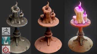 Zbrush 2019 Maya 2019 Substance Painter - Stylized Candles on Table