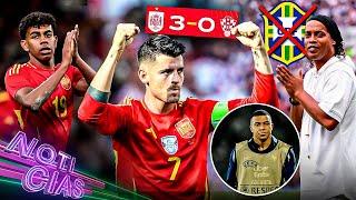 ESPAÑA 3-0 CROACIA récord de YAMAL y MORATA  RONALDINHO ya NO apoya a BRASIL  ¿MBAPPE va a JUGAR?