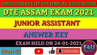 Answer key of dte junior assistant exam 2021