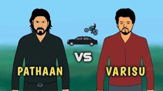 PATHAAN vs VARISU   Srk vs Vijay  epic battle  funny 2d animated video  part -1