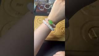 Pink and green dyed quartz bead bracelet handmade diy jewelry