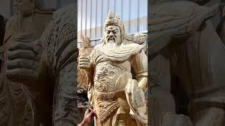 The Art of Carving a Large Guan Gong Wood Statue