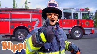 Blippi Visits a Firetruck Station  Learn about Vehicles for Kids  Educational Videos for Toddlers