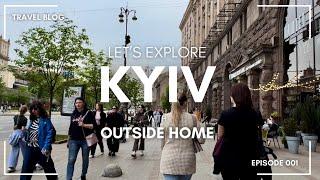 Walking tour in Kyiv Khreschatyk street & Maidan Nezalezhnosti. Ukraine - 2024.