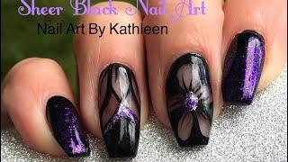 Negative Space Nail Art Tutorial - Sheer Black Flower