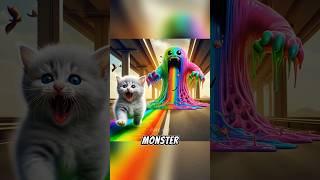 kitten chased by rainbow slime #cat #cats #catvideos #cutecat #catlover