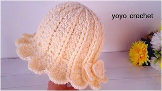 كروشية طاقية  قبعة نسائية سهلة للمبتدئين  متماسكة ورائعة - How to make a crochet hat