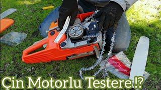 Çin Malı Ağaç Kesme Motorlu Testere Kurulumu ve Performans Testi - Chinese Chainsaw  First Start