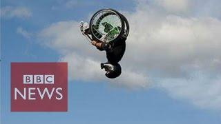 Wheelz does double back flip in a wheelchair - BBC News