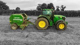 John Deere 6170R  McHale F550  Baling Wheat Straw  Farming Northern Ireland