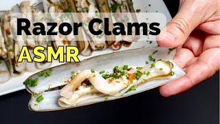 Atlantic Razor Clams  How to CLEAN COOK and EAT Razor Clams  ASMR