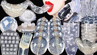 ASMR CLEAR FOODS 투명 디저트먹방 HONEY JELLY EDIBLE PEBBLES BOBA  FROG EGGS JELLO EATING SOUNDS 새소리 병