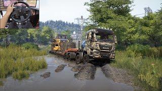 Man TGS 8X8 Heavy hauling in a forest - SnowRunner  Thrustmaster TX