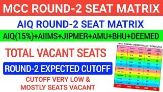 AIQ ROUND-2 Expected MBBS CUTOFF 2024  MCC Round-2 Mostly VACANT Seats  CUTOFF VERY LOW 