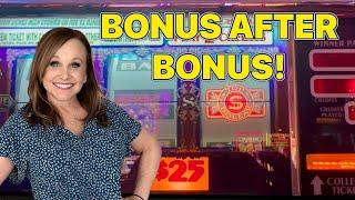 Hitting Bonus After Bonus on High Limit Top Dollar Slot Jackpots