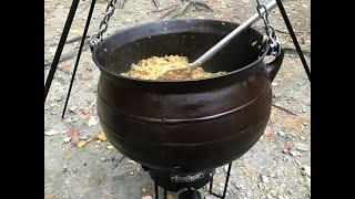 Jambalaya in a 15 Gallon Cast Iron Cauldron