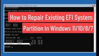 How to Repair Existing EFI System Partition In Windows 111087