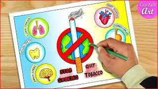 No tobacco day poster drawing  No smoking easy chart project idea