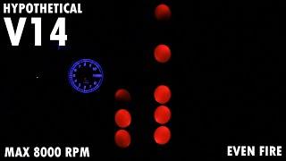 Hypothetical V14 engine audiovisual demonstration - RPM sweep to 8000 and back