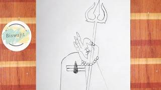 Bholebaba pencil arts  Easy mala drawing with trishul  shiv shankar ki drawing