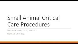 Small Animal Critical Care Procedures