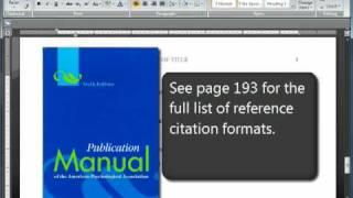 APA Format and Citations Sixth 6th Edition