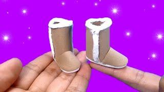 DIY Miniature ugg boots  how to make miniature shoes