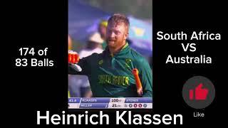 Heinrich Klassen 174 of 83 balls against Australia