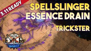 3.11 Spellslinger Essence Drain Build - Trickster Shadow - Harvest - Path of Exile 3.11