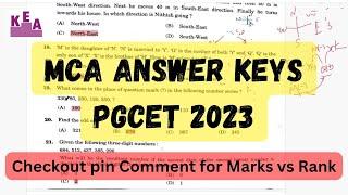 Calculate Your Score  Answer Keys MCA PGCET 2023