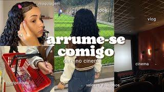 ARRUME-SE COMIGO para um DATE  vlog cabelo maquiagem look cinema comprinhas 