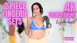 4K TRANSPARENT See Through LINGERIE Try On Haul with Mirror View  Natural Petite Body