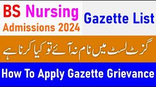 BS Nursing Gazette List 2024  How To Apply for Gazette Grievance 2024  BSN Merit List 2024