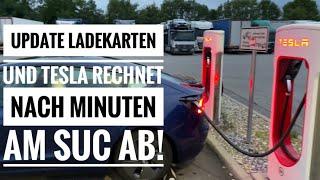 Update Ladekarten und Tesla rechnet am Supercharger in Österreich nach Minuten ab.