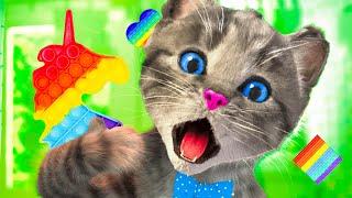 GREEN CAT LITTLE KITTEN ADVENTURE - KITTY AND FRIENDS GO TO SCHOOL AND SUPER CARTOON JOURNEY