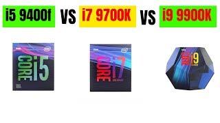 Core i5 9400f VS Core i7 9700K VS Core i9 9900K Stock Clocks Benchmarks Test in 8 Games