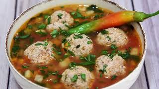 Meatball soup without egg and rice in the composition. Dense and tasty ️
