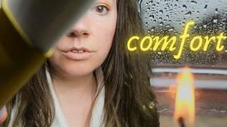 Rainy Grief Support  ASMR with Gentle Face Brushing & Personal Attention