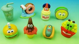 SPONGEBOB SQUAREPANTS FUN WITH FOOD set of 8 COLLECTIBLE MINI FIGURINES VIDEO REVIEW
