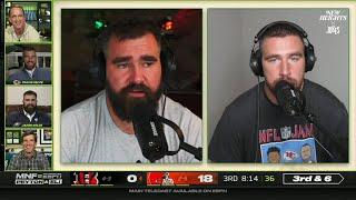 Travis and Jason Kelce join the Manning Cast on MNF to talk about their new podcast  Week 8