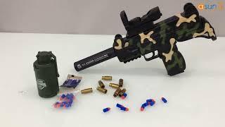 Súng đồ chơi bắn đạn xốp UZI F906B văng cell - Asun.vn