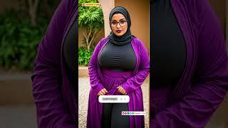 Plus-Size Pakistani Influencer in Stylish Purple & Black Outfit with Hijab  AI Model Lookbook