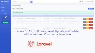 Laravel 10 CRUD Create Read Update and Delete with admin and Custom Login register