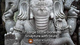 70 Lava Stone Seated Ganesh with Skulls www.lotussculpture.com