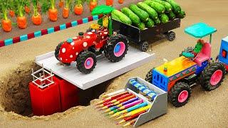 Diy tractor mini Bulldozer to making concrete road  Construction Vehicles Road Roller #40