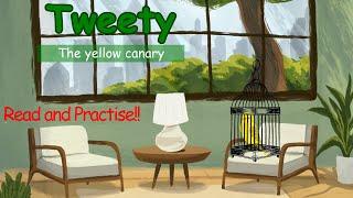 English Reading Practice  Lesson 1  Tweety The yellow canary  A Short Story In English