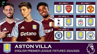 ASTON VILLA  • English Premier League Fixtures & Match Schedules 202425  FAN Football #epl