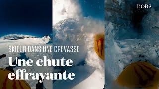 La chute impressionnante dun skieur dans une crevasse au cœur des Alpes